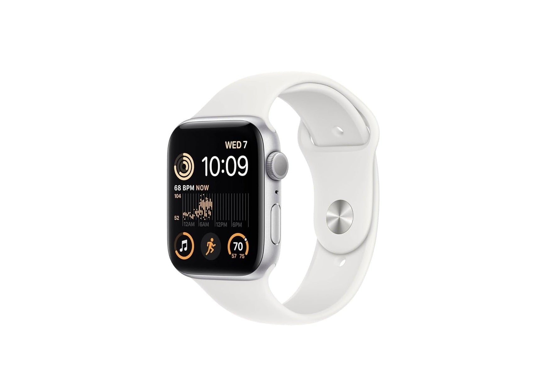 Apple Watch SE (2nd Gen) (GPS + Cellular, 44mm) - Silver Aluminum Case with White Sport Band, M/L (Renewed)